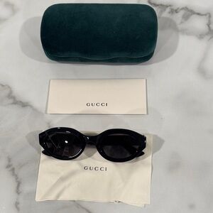 Gucci Black Oval Women's Sunglasses